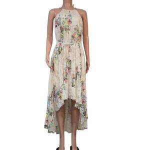 Ted Baker THRELIN Pergola Pleated Dip Hem Halter Floral Sz 1 (2-4)